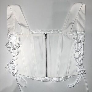 Fashion Nova White Corset Crop Top Size:Small